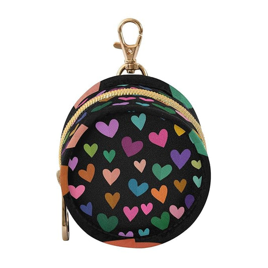 Pacifier Holder with Clip Pacifier Case for Diaper Bag Round Baby Pacifier Pouch Box Bag Portable Black Colored Heart