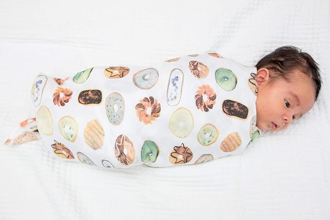 Lulujo Baby Swaddle Blanket| Unisex Softest Bamboo Viscose Muslin Swaddle Blanket| Neutral Receiving Blanket for Girls & Boys 47in x 47in Donuts