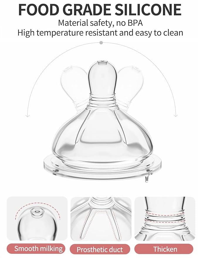 Oberni Glass Baby Bottles,Anti Colic Breastfeeding Bottle with Natural Response Nipple Size S,Wide Neck Slow Flow Baby Bottle for Baby,Newborn,Preemie 0-3 0-6 Month,BPA Free (Pink, 2 Pack, 4 Ounce)
