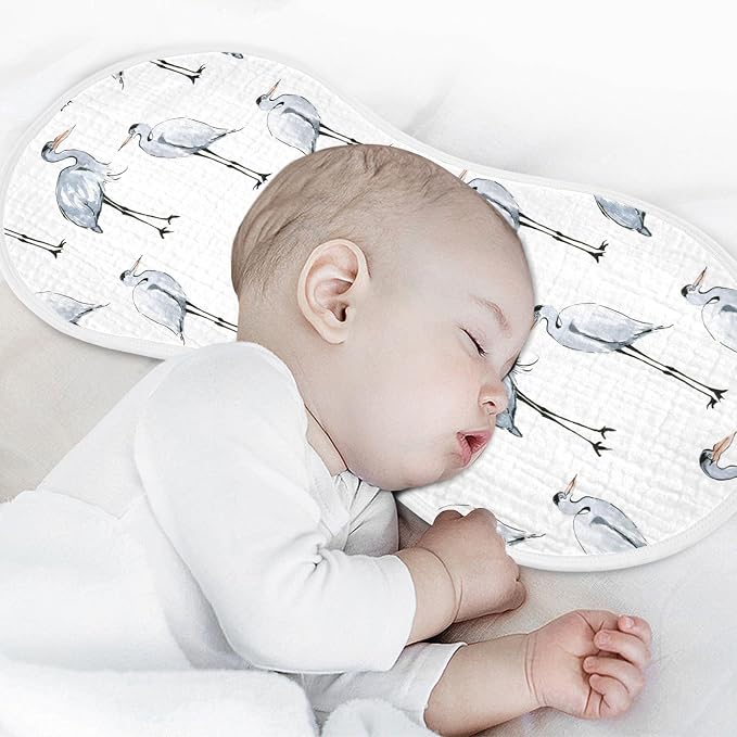 vvfelixl Muslin Burp Cloths Watercolor Heron Baby Washcloths for Baby Girl Boys 2 Pack