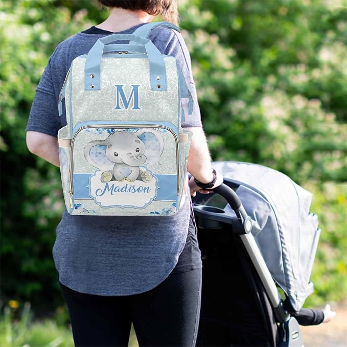 M YESCUSTOM Custom Baby Diaper Bag Large Capacity Mommy Bags, Animals Baby Backpack Personalized Name Backpack Snowflake Casual Daypack Nappy Bag Gifts for Women Daughter