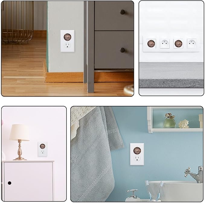 24 Packs Outlet Covers Baby Proofing, Vintage Brown Wood Socket Protectors Caps, Safety Plug Caps, Plastic Electric Socket Covers for US 2-Prong, Round Outlet Guard
