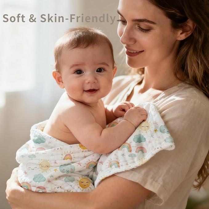 Muslin Swaddle Blankets 6-Layer Cotton Baby Blankets for Boys & Girls 43"X43"Inches Receiving Blankets,Soft Skin-Friendly Baby Crib Blanket(Autumn Forest)
