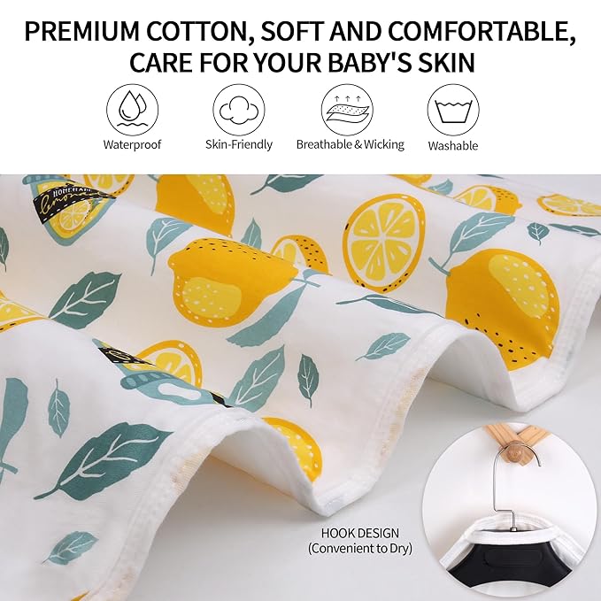 2 Pack Baby Changing Pad, Diaper Changing Mat for Dresser, Crib, Travel, 100% Cotton Surface, Breathable & Waterproof, Shower Gift for Newborn Boys, Extra Large 24" x 30" Lemon Blue Duck