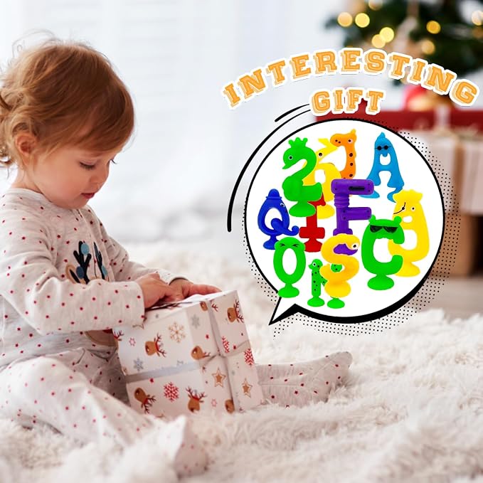 Suction Bath Toys for Kids, 41 Pcs Silicone Bathtub Suction Cup Toys, Travel Sensory Window Building Toys for Toddlers Boys Girls 3 4 5 6 Year Old
