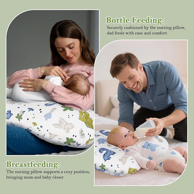 Nursing Pillow & Breastfeeding Pillow ??Ergonomic C-Shape for Breastfeeding & Bottle Feeding, Standard Size Breathable with Washable Cover, Hypoallergenic,Tummy Time & Sitting Support (0-12Months)