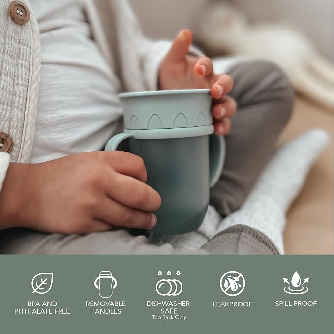 nouka All Around Cup | Leak Proof and Easy Grip | Removable Handles | Moss