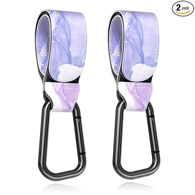Baby Stroller Hooks for Hanging Bags, Universal Stroller Clips Accessories, Mommy Hook for Diaper Bag, Shopping Cart, Purse, Backpack - 2 Pack, Dream Purple