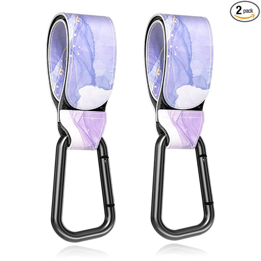 Baby Stroller Hooks for Hanging Bags, Universal Stroller Clips Accessories, Mommy Hook for Diaper Bag, Shopping Cart, Purse, Backpack - 2 Pack, Dream Purple