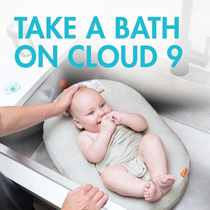 Boon Puff+ Inflatable Baby Bather - Infant Bathtub Includes Microfleece Cover, Swaddle Wings, and Storage Bag ??Inflatable Baby Bathtub for Newborns and Infants