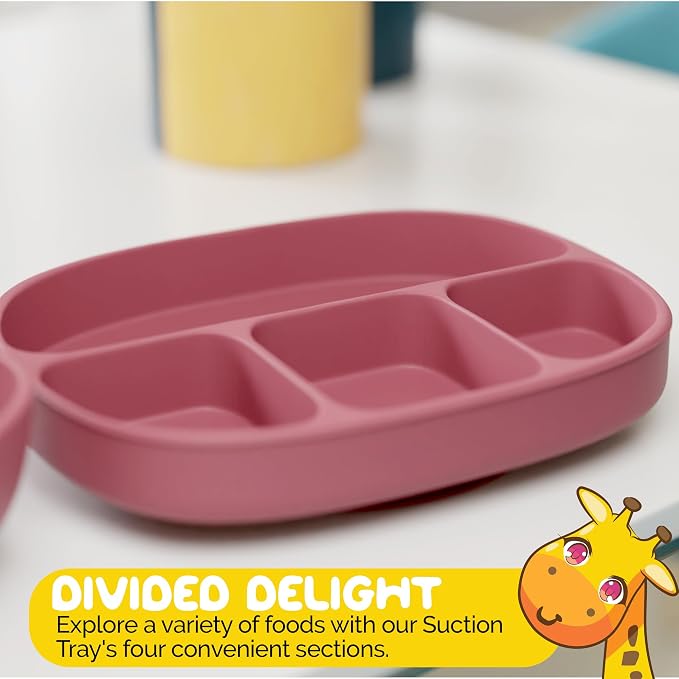 Baby Led Weaning Supplies by Muqee Peeko with Baby Suction Plate, Suction Bowl and Baby Spoons Self Feeding 6+ months in Warm Vanilla Beige Color (3 Piece Set)