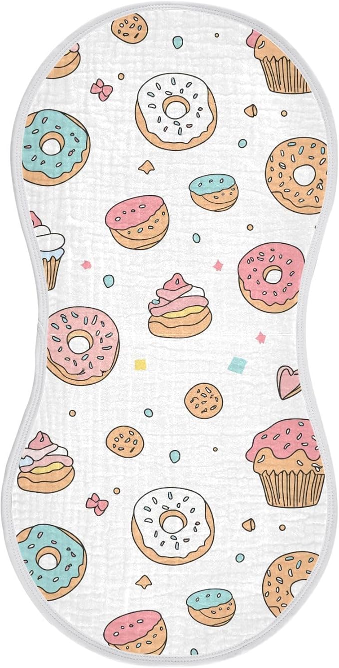 vvfelixl Muslin Burp Cloths Cute Pastries Doughnuts Baby Washcloths for Baby Girl Boys 2 Pack