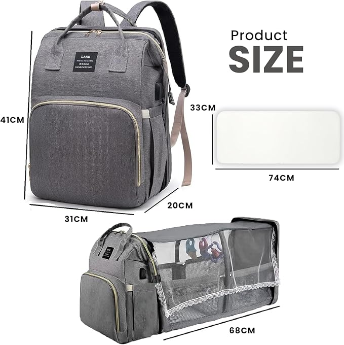 Multifunctional Baby Diaper Bag Backpack with Changing Station Baby Bag for Moms, Dads, Shower Gifts for Newborn Essentials (Diaper Bag Grey)