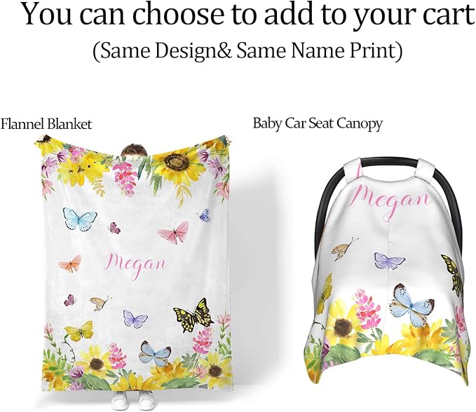 Customized Sunflower Butterfly Diaper Bag for Boys Girls Baby, Personalized Mommy Daypack with Name, Nylon Waterproof Backpack for Travel, Custom Gift for Women