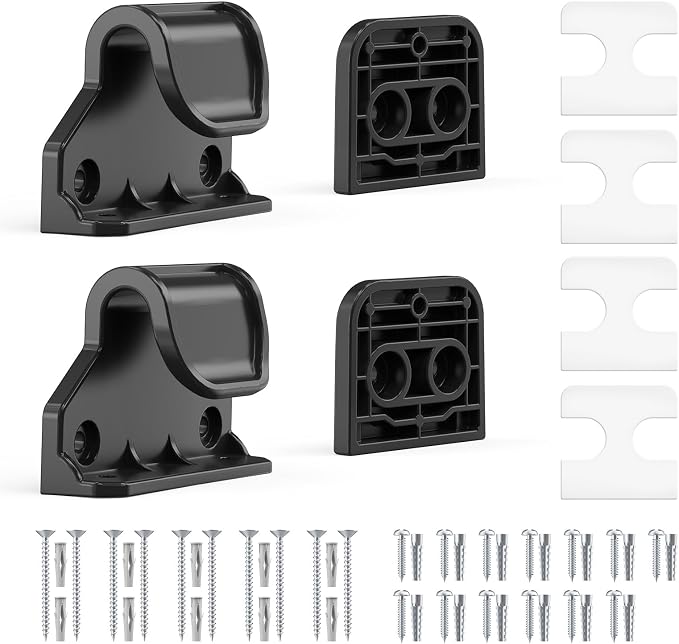 EZIGO Retractable Baby Gates Replacement Parts, Full Set Wall Mounting Accessories Including Brackets, Latches, Screws for 100/120 inch Extra Wide Baby Gate Mesh Gate Retractable Dog Gate, Black