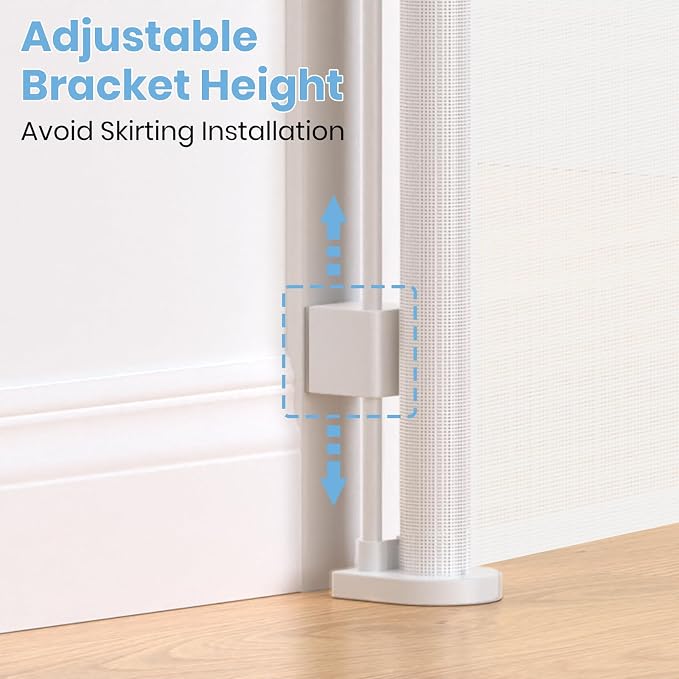 HAMOPY 120 Inch Reinforced Strip Extra Wide Retractable Baby Gate, 33" Tall, Prevent Crawling Through, Wide Extra Long Child Safety Gate for Indoor Baby Fence, Outdoor, Stairs, Deck(White)