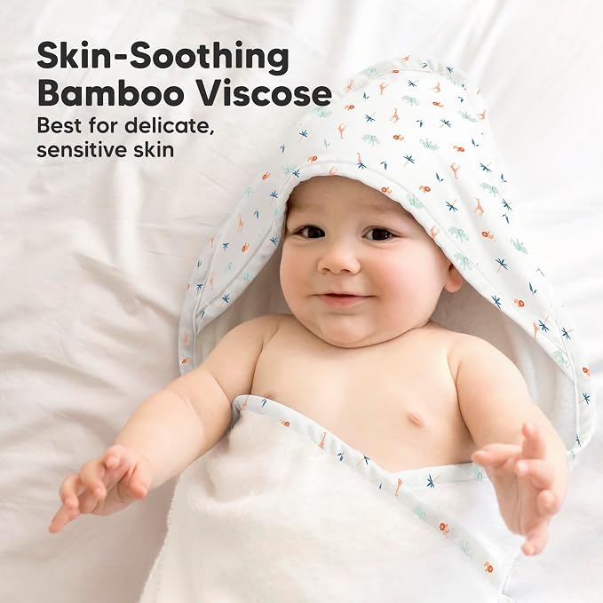 KeaBabies Baby Hooded Towel and Baby Hair Brush - Soft Bath Towels with Hood for Kids and Infant, Wooden Hairbrush with Soft Goat Bristles for Cradle Caps