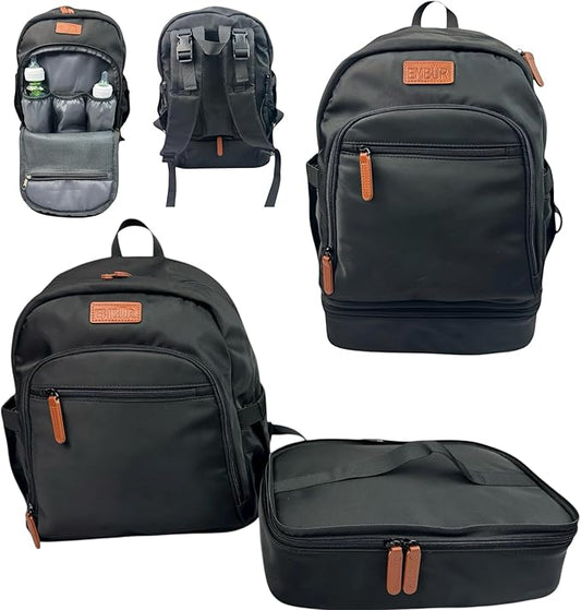 EMBUR Diaper Bag Backpack with Detachable Insulated Cooler ??Waterproof, Lightweight Baby Bag with Multi-Compartments, Stroller Straps, Changing Pad, Large Capacity, Ice Packs Included