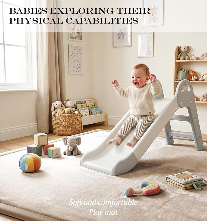 AEOCOO 50x50 Playpen Baby Play Mat for Floor, 1.3" Thick Memory Foam Play Mat for Infants Tummy Time Crawling, CloudSoft Velvet Non Slip, Play Pen, Living Room, Playroom, Tatami Style, Beige