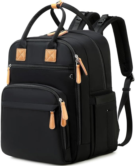 LORADI 18 Pockets Large Diaper Bag Backpack, Baby Shower Essentials | Stroller Clips, Luggage Sleeve for Travel, 4 Insulated Pockets，Water-resistant, Easy to Clean, Durable