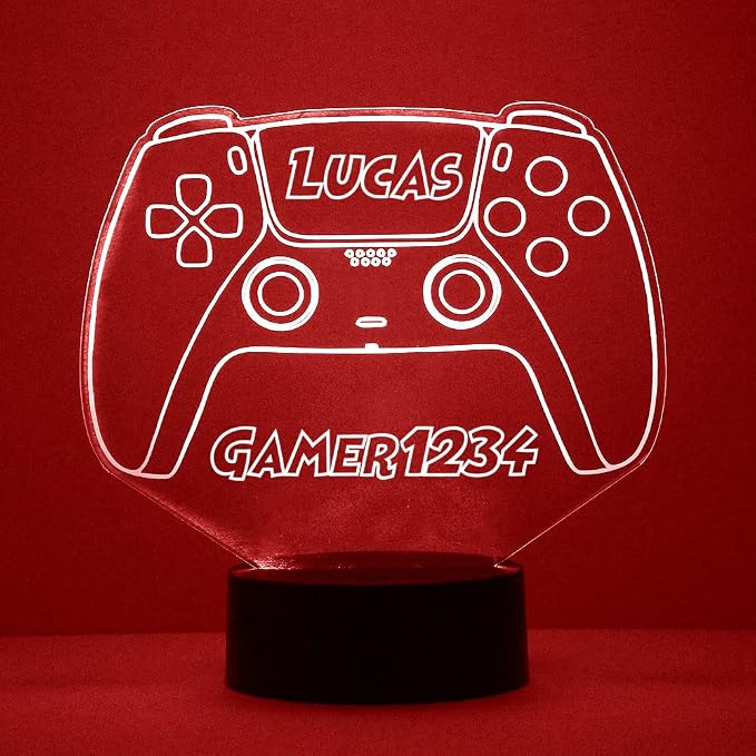 Personalized Gaming LED Sign Night Light Lamp with Remote, Custom Text, Acrylic Display with 16 Colors & 4 Modes, Battery or USB Power, Made in the USA (Controller 4)