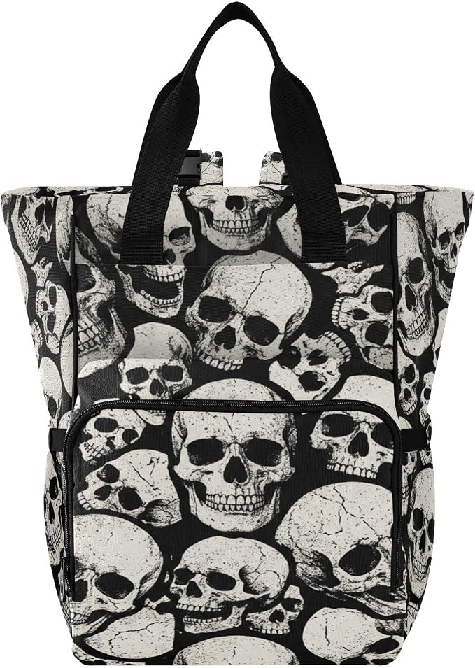 Vintage Grunge Skull Diaper Bag – Large Capacity, Gift for New Parents