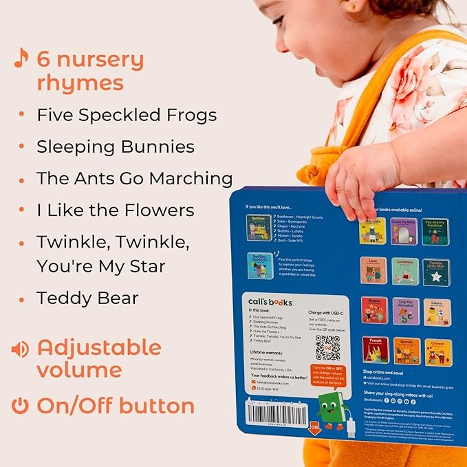 Cali?™s Books Wind Down ??USB-C Rechargeable Baby Book for Toddlers 1-3, Headphone Jack, Expert-Designed Bedtime Musical Book with Gentle Activities and Affirmations for a Calming Nightly Routine
