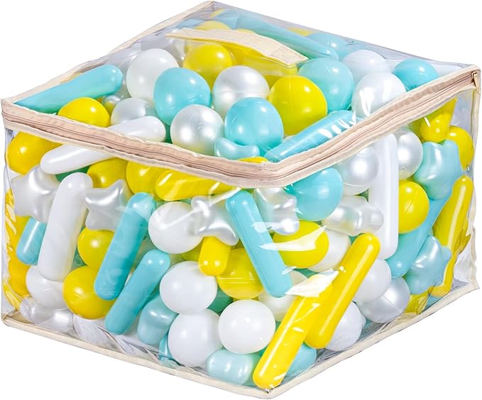 Ball Pit Balls for Toddlers 1-3, 100pcs Crush Proof Plastic Balls for Girls Ball Pit, BPA Free Non-Toxic Play Balls for Baby Pool, Playhouse, Tent, for Dogs & Pets,3 Shapes, White Yellow Green