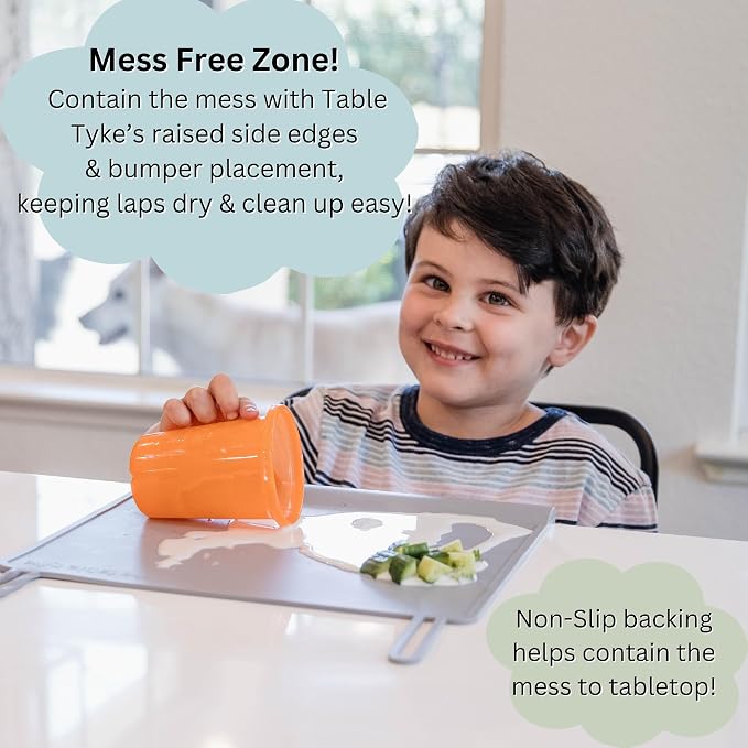 The Table Tyke Silicone Placemat with Table Edge Bumper for Baby Toddler Suction Cup Safety Mat (Sage Green)