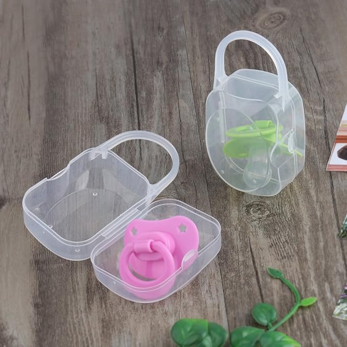 Accmor Pacifier Case, Pacifier Holder Case with Handle, BPA Free Universal Pacifier Container Box for Travel, Transparent, 3 Pack