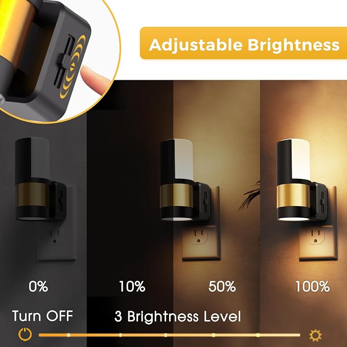 L LOHAS LED Night Lights Plug into Wall with Dusk to Dawn Sensor, Dimmable Night Light with 0-100lm Stepless Dimming, Rotating Plug in Night Light, 3000K Soft White, 2 Pack