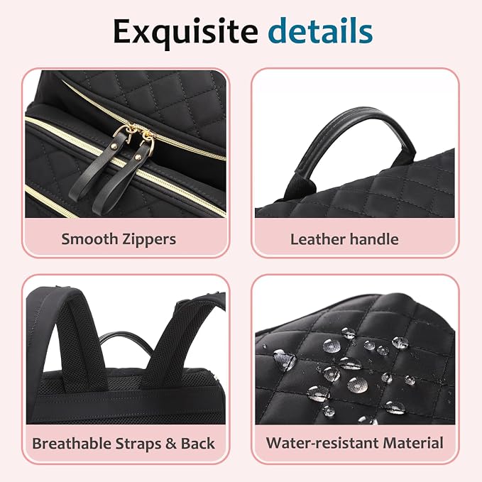 LORADI Lightweight Diaper Bag Backpack with Stroller Clips, Insulated Pockets, Baby Shower Essentials (Classic, Brown)