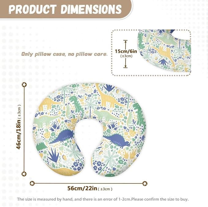 Cartoon Nursing Pillow Detachable Newborn Original Breastfeeding Slipcover Case and Positioner Washable Head Support Protector Cushion Essential with Hidden Zipper Easy Care