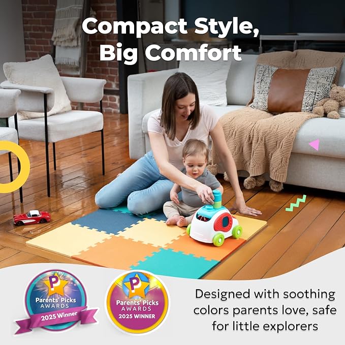 MioTetto Baby Play Mat, Comfortable Playtime Mat ??Portable Foam Floor Tiles, Safe Baby mat for Floor for Crawling & Development, Soft Play mat for Babies, Stylish Interlocking Foam Tiles