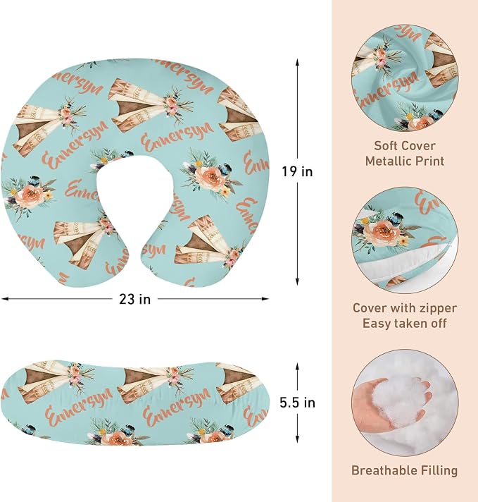 Dyoart Baby Nursing Pillow Cover,Personalized Soft Nursing Covers,Custom Name Breastfeeding Pillow Slipcover for Bottle Feeding,Gifts for Toddler Infant Boys Girls(one Size)