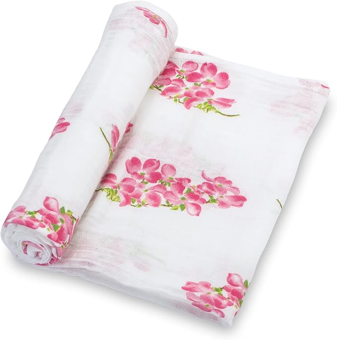 LollyBanks Baby Swaddle Blanket, 100% Muslin Cotton Muslin Blankets for Girls, Large 47 x 47 Inches Soft and Breathable Swaddles for Newborns, Baby Receiving Blanket, Registry (Flower and Bird 2 Pack)