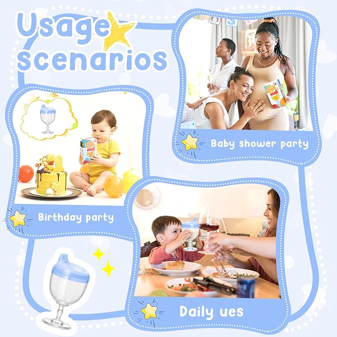 Irenare Baby Wine Sippy Cup Plastic Goblet Cup No Spill Toddler Sippy Goblet Beverage Milk Water Bottle for Kids Holiday Birthday Party Funny Gift(Goblet Style,Blue,1 Pcs)