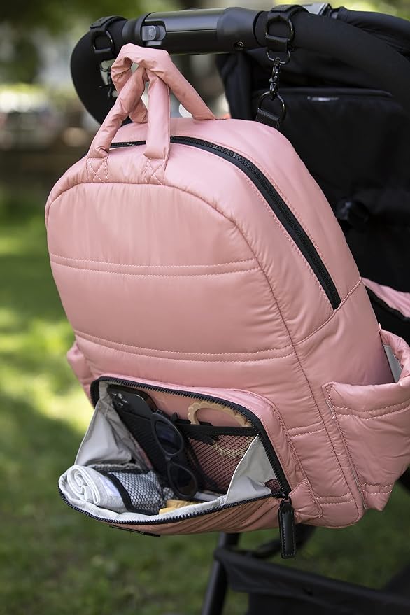 7AM Voyage Diaper Bag Backpack - Unisex Multifunctional Waterproof Travel Bag, Large Capacity Carry on Backpack with Padded Shoulder Straps, Newborn Essentials Backpack for Traveling | Rose Dawn