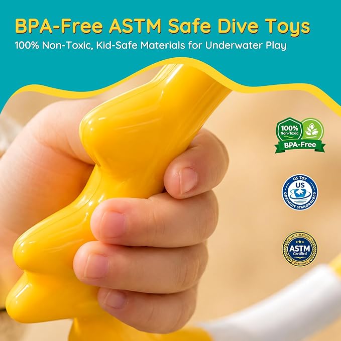 20Pcs Summer Pool Diving Swimming Toys for Kids Ages 3-12, Fun Swim Games Sinking Set, Underwater Dive Gifts with Storage Bag Include Torpedo Gems Shark Rings Sea Animals for Boys Girls Toddlers