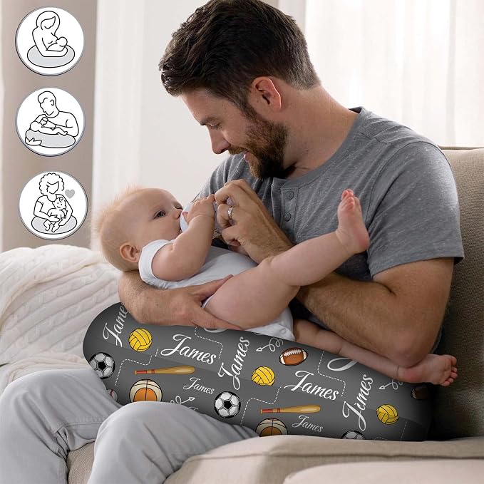 Personalized Baby Nursing Pillow Cover Custom with Name, Wildlife Animal Theme Customized Boy & Girl Gifts