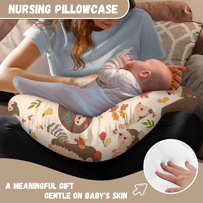 Nursing Pillow Cover Hedgehogs Breast Feeding Pillows for Babies Boys & Girls Soft Breathable Nursing Pillow Case U Shaped Nursing Pillow Slipcovers for Breastfeeding Mom