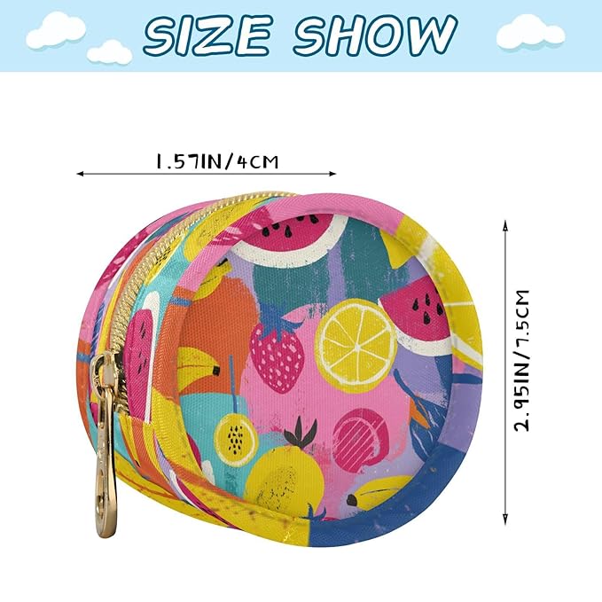 Pacifier Holder with Clip Pacifier Case for Diaper Bag Round Baby Pacifier Pouch Box Bag Portable Colorful Watermelon Banana Strawberry Mango