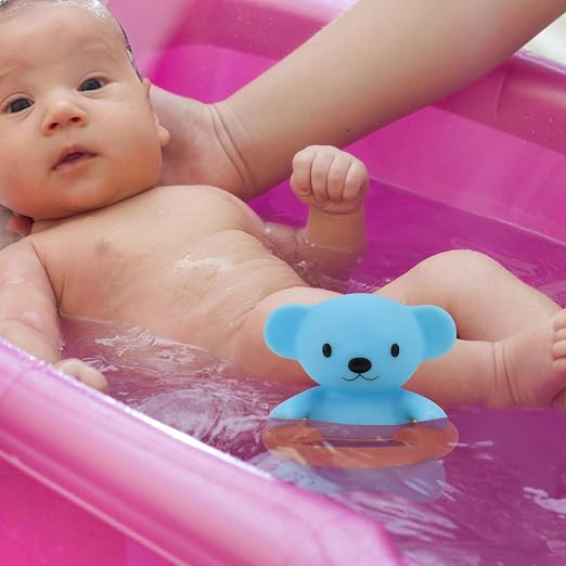 Bath Thermometer Cute Bear Shape Water Temperature Monitor for Safety in Bathtub, Sky-Blue Bathing Accessory for Newborns