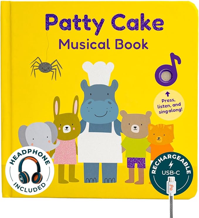 Cali?™s Books Patty Cake Nursery Rhymes ??Interactive Sound Book for Toddlers 1??, Kids Headphones Included, Musical Book for 1 Year Olds, Perfect First Birthday Gift, 6 Favorite Songs
