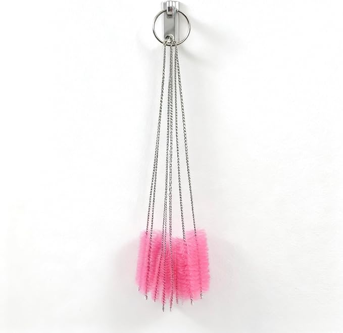 Bottle Cleaning Brush Set - Long Handle Bottle Cleaner for Washing Narrow Neck Beer Bottles,Kettle Spout/Lid Cleaner Brushes, Sports Water Bottles with Straw Brush, (Pink)