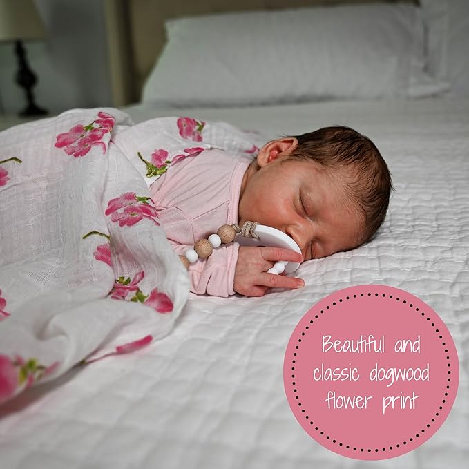 LollyBanks Baby Swaddle Blanket, 100% Muslin Cotton Muslin Blankets for Girls, Large 47 x 47 Inches Soft and Breathable Swaddles for Newborns, Baby Receiving Blanket, Registry (Flower and Bird 2 Pack)
