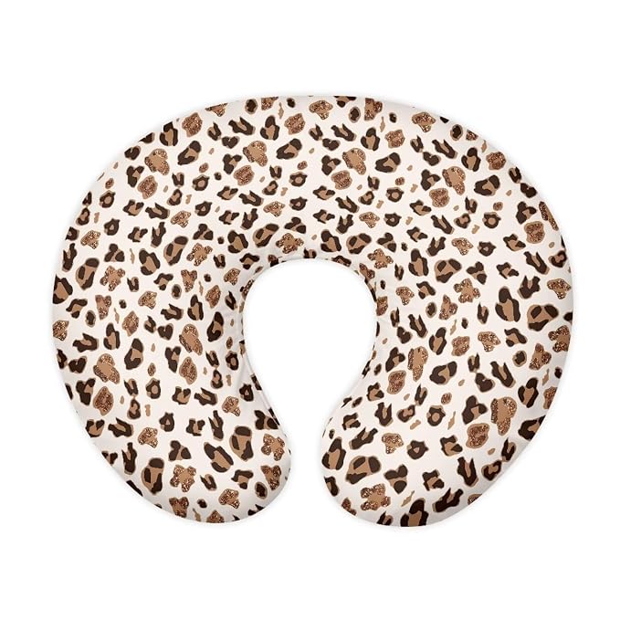 Leopard Print Newborn Nursing Pillow Replacement Cover Soft Comfortable Fabric Feeding Pillow Slipcover for Bottle and Breastfeeding