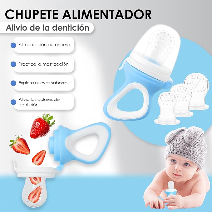 Bluet B- Silicone Baby Feeding Set with Pacifier - Baby Led Weaning Supplies - Baby Spoons, Suction Bowl - Plate - Baby Utensils Set - Silicone Feeding Set for Baby First Foods -11pcs - Light Blue