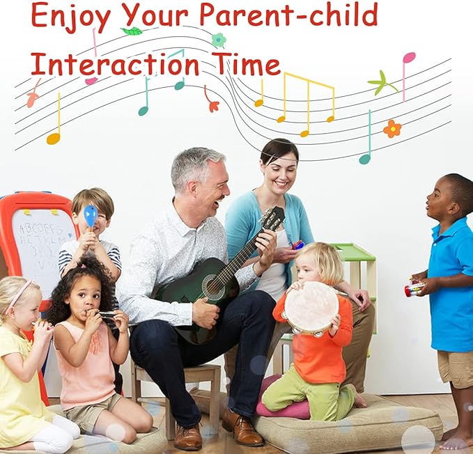 LOOIKOOS Toddler Musical Instruments,Wooden Percussion Instruments Toy for Kids Preschool Educational Musical Toys Set for Boys and Girls with Storage Bag