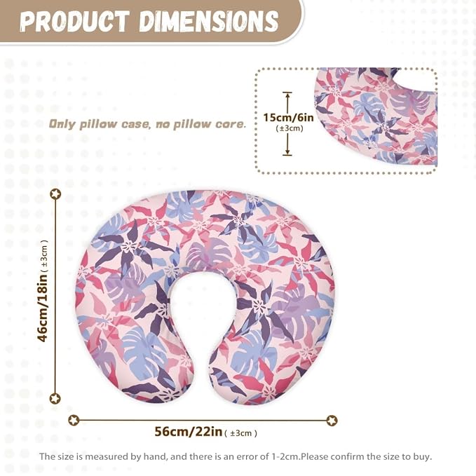 Tropical Leaves Nursing Pillow Covers, Nursing Pillow Slipcovers Breastfeeding Newborn Infant Feeding Cushion Cover Case